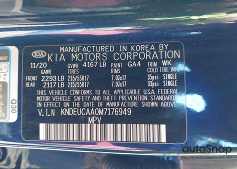 2021 Kia Seltos Ex from USA, damaged, VIN KNDERCAA9M7192049